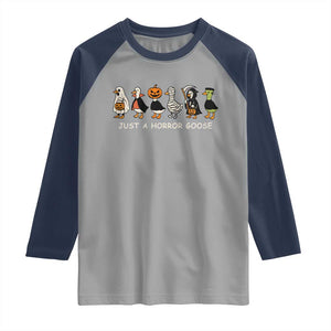 Halloween Funny Goose Raglan Shirt Spooky Season 90s Horror Movie TS10 Sport Gray Navy Print Your Wear