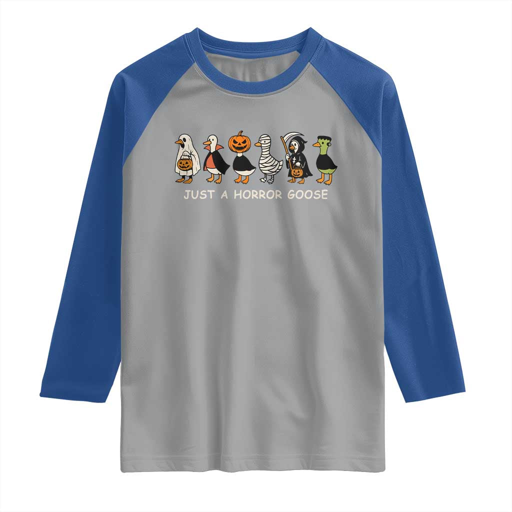 Halloween Funny Goose Raglan Shirt Spooky Season 90s Horror Movie TS10 Sport Gray Royal Print Your Wear