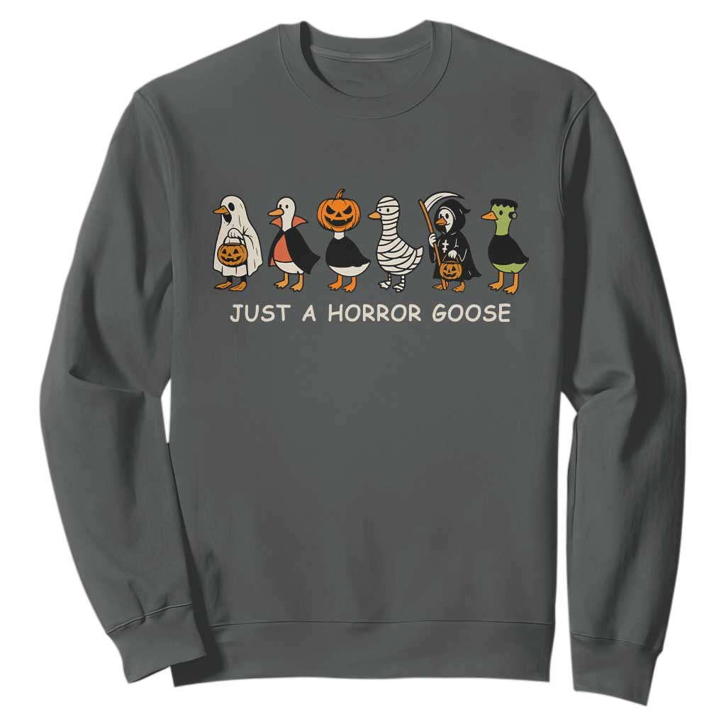 Halloween Funny Goose Sweatshirt Spooky Season 90s Horror Movie TS10 Dark Heather Print Your Wear