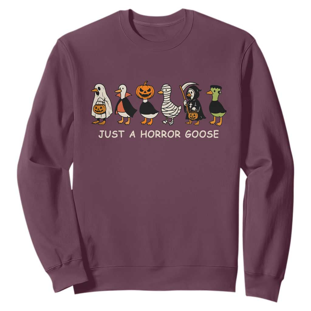Halloween Funny Goose Sweatshirt Spooky Season 90s Horror Movie TS10 Maroon Print Your Wear