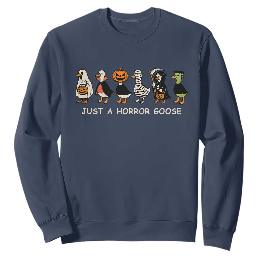 Halloween Funny Goose Sweatshirt Spooky Season 90s Horror Movie TS10 Navy Print Your Wear