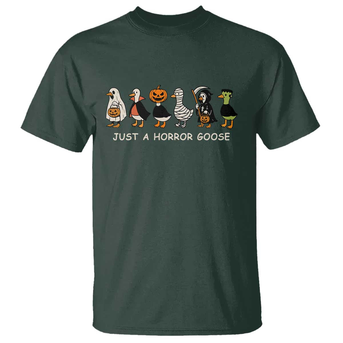 Halloween Funny Goose T Shirt Spooky Season 90s Horror Movie TS10 Dark Forest Green Print Your Wear