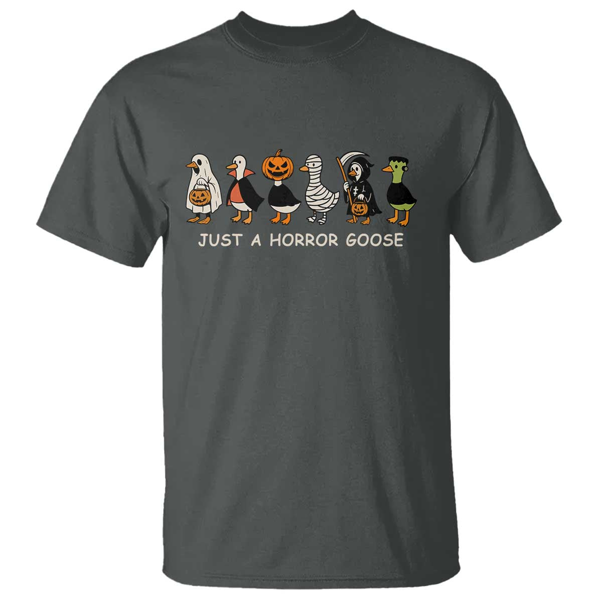 Halloween Funny Goose T Shirt Spooky Season 90s Horror Movie TS10 Dark Heather Print Your Wear