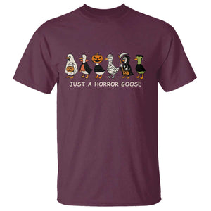 Halloween Funny Goose T Shirt Spooky Season 90s Horror Movie TS10 Maroon Print Your Wear