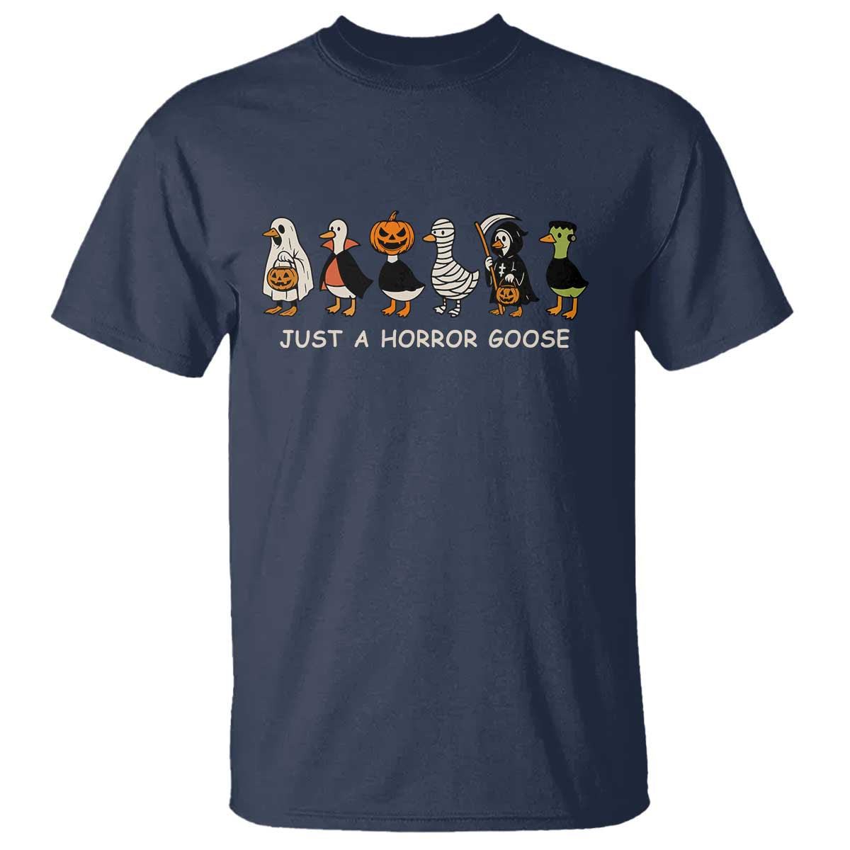 Halloween Funny Goose T Shirt Spooky Season 90s Horror Movie TS10 Navy Print Your Wear