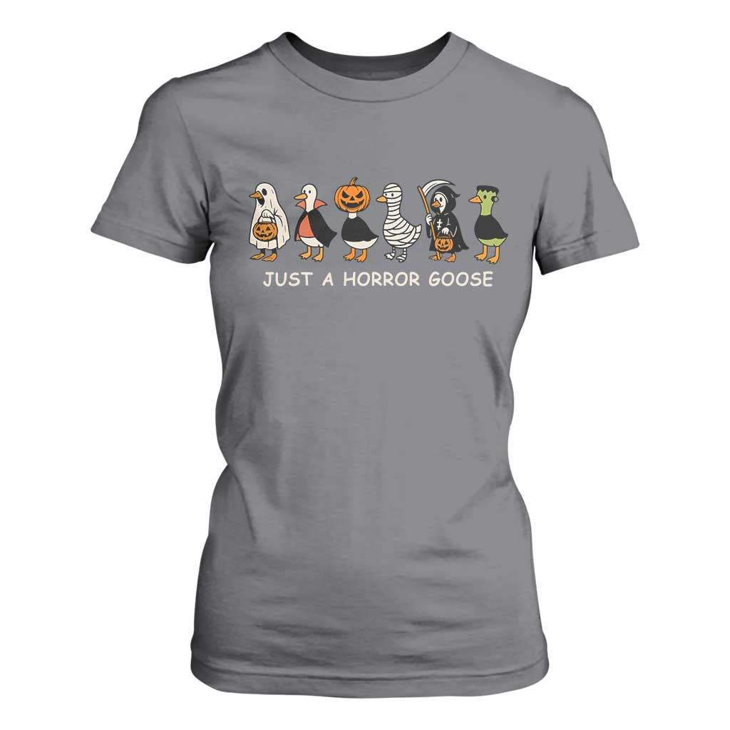 Halloween Funny Goose T Shirt For Women Spooky Season 90s Horror Movie TS10 Charcoal Print Your Wear