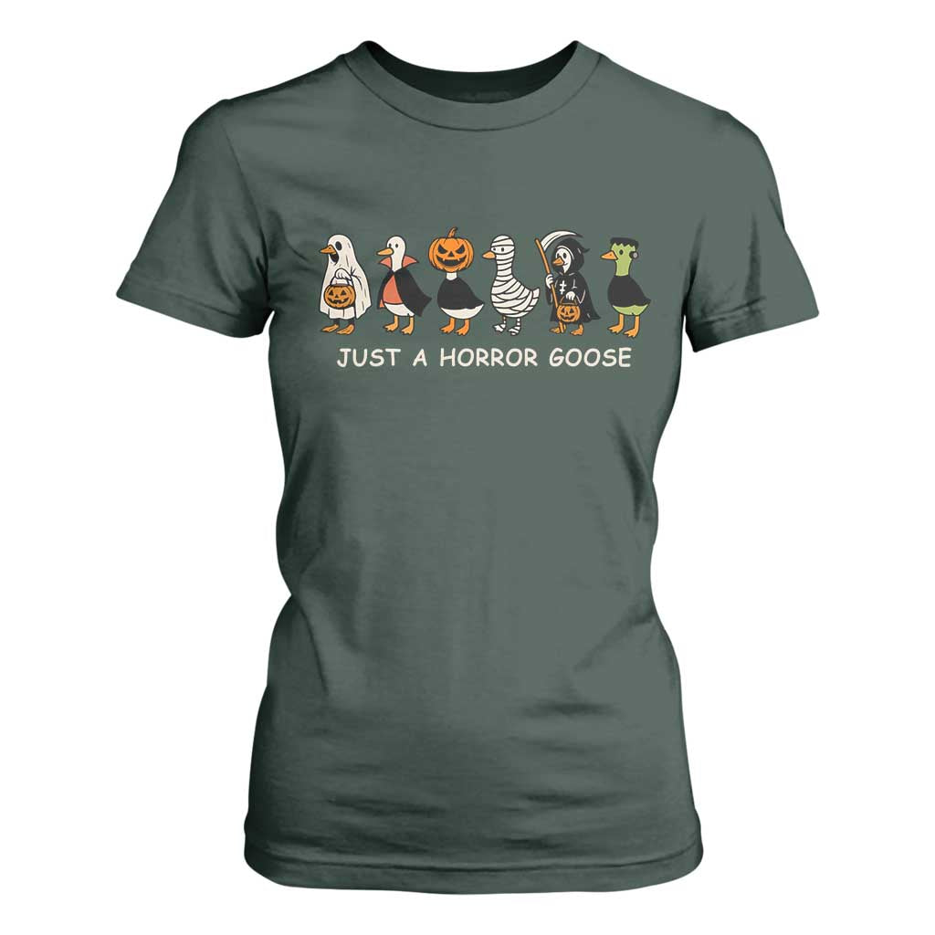 Halloween Funny Goose T Shirt For Women Spooky Season 90s Horror Movie TS10 Dark Forest Green Print Your Wear