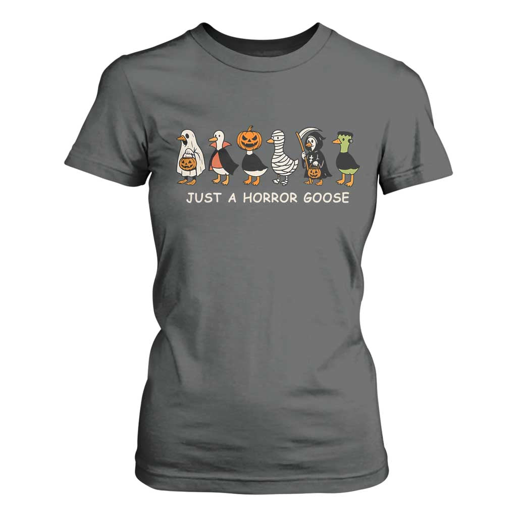 Halloween Funny Goose T Shirt For Women Spooky Season 90s Horror Movie TS10 Dark Heather Print Your Wear