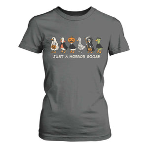 Halloween Funny Goose T Shirt For Women Spooky Season 90s Horror Movie TS10 Dark Heather Print Your Wear