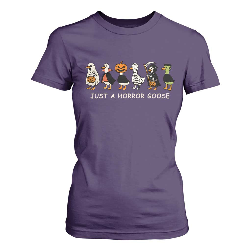 Halloween Funny Goose T Shirt For Women Spooky Season 90s Horror Movie TS10 Purple Print Your Wear