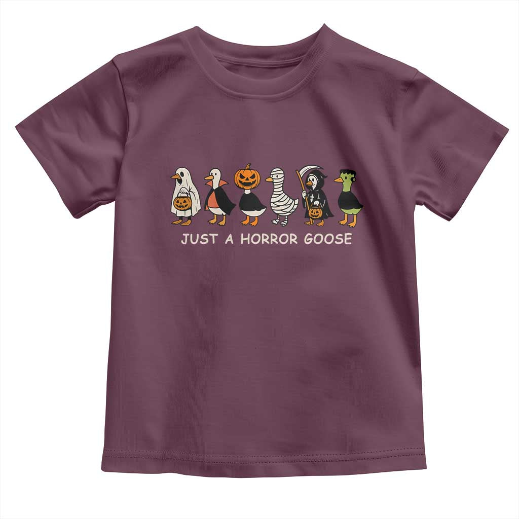 Halloween Funny Goose Toddler T Shirt Spooky Season 90s Horror Movie TS10 Maroon Print Your Wear