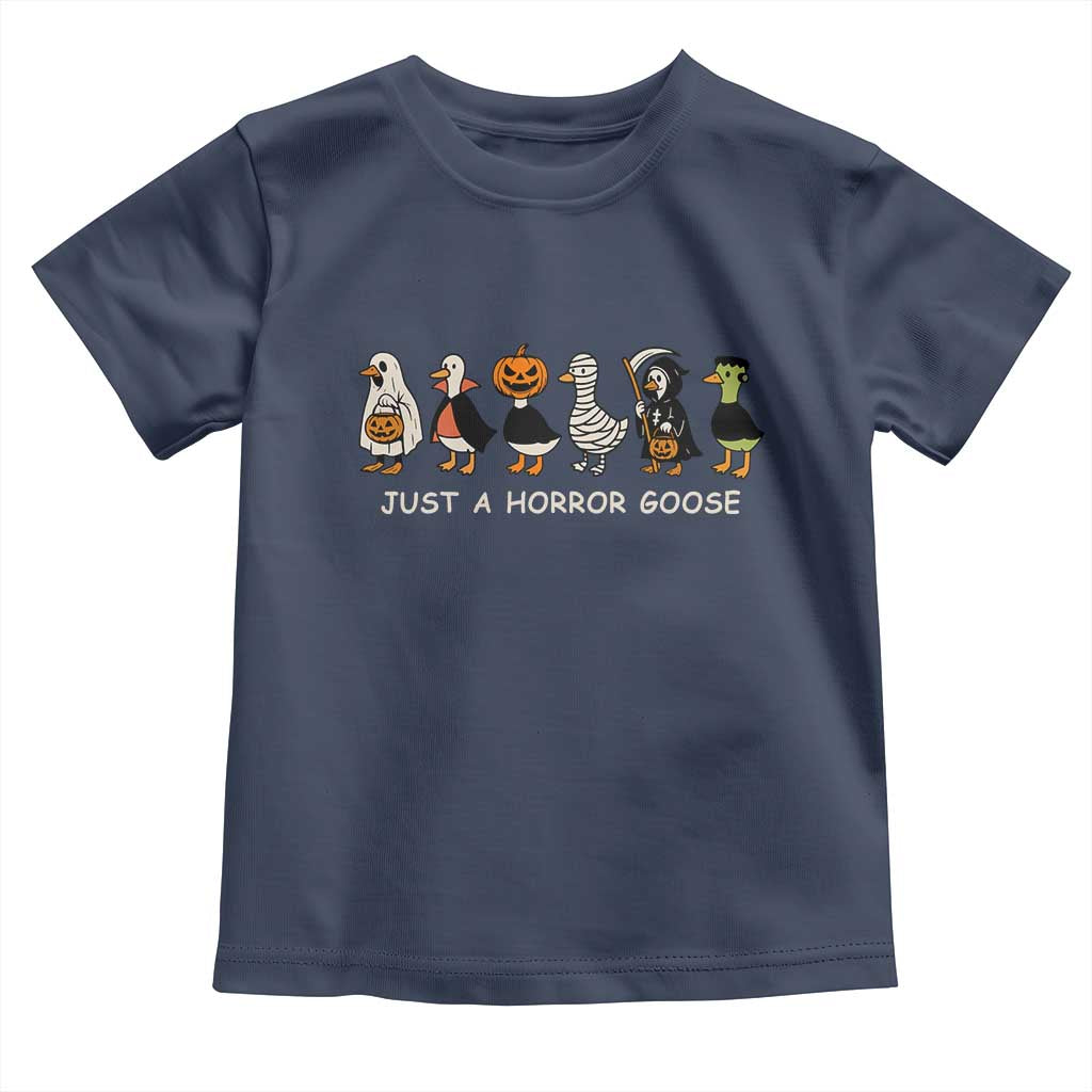 Halloween Funny Goose Toddler T Shirt Spooky Season 90s Horror Movie TS10 Navy Print Your Wear