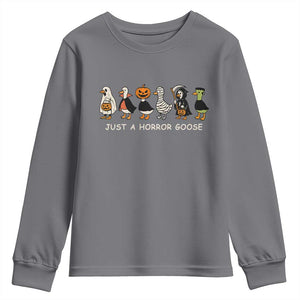 Halloween Funny Goose Youth Sweatshirt Spooky Season 90s Horror Movie TS10 Charcoal Print Your Wear