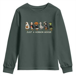 Halloween Funny Goose Youth Sweatshirt Spooky Season 90s Horror Movie TS10 Dark Forest Green Print Your Wear