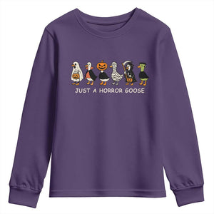 Halloween Funny Goose Youth Sweatshirt Spooky Season 90s Horror Movie TS10 Purple Print Your Wear
