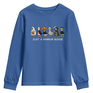 Halloween Funny Goose Youth Sweatshirt Spooky Season 90s Horror Movie TS10 Royal Blue Print Your Wear