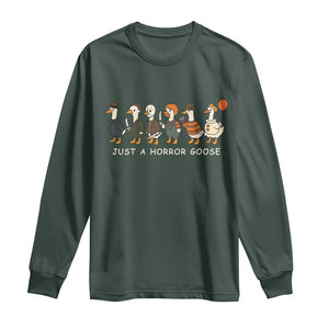 Halloween Funny Goose Costume Long Sleeve Shirt Funny Spooky Season Horror Movie TS10 Dark Forest Green Print Your Wear