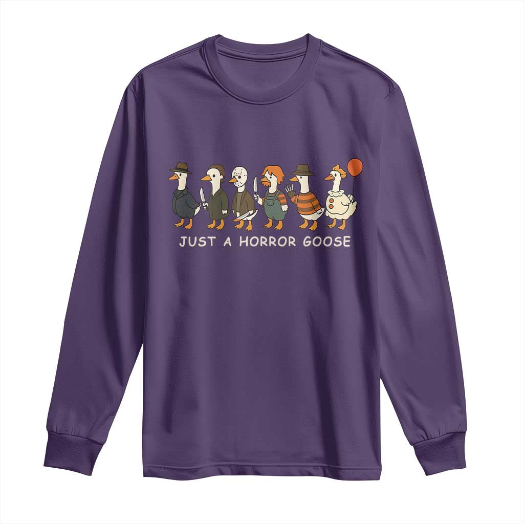Halloween Funny Goose Costume Long Sleeve Shirt Funny Spooky Season Horror Movie TS10 Purple Print Your Wear