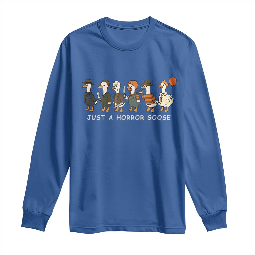 Halloween Funny Goose Costume Long Sleeve Shirt Funny Spooky Season Horror Movie TS10 Royal Blue Print Your Wear