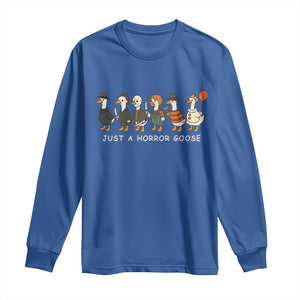Halloween Funny Goose Costume Long Sleeve Shirt Funny Spooky Season Horror Movie TS10 Royal Blue Print Your Wear