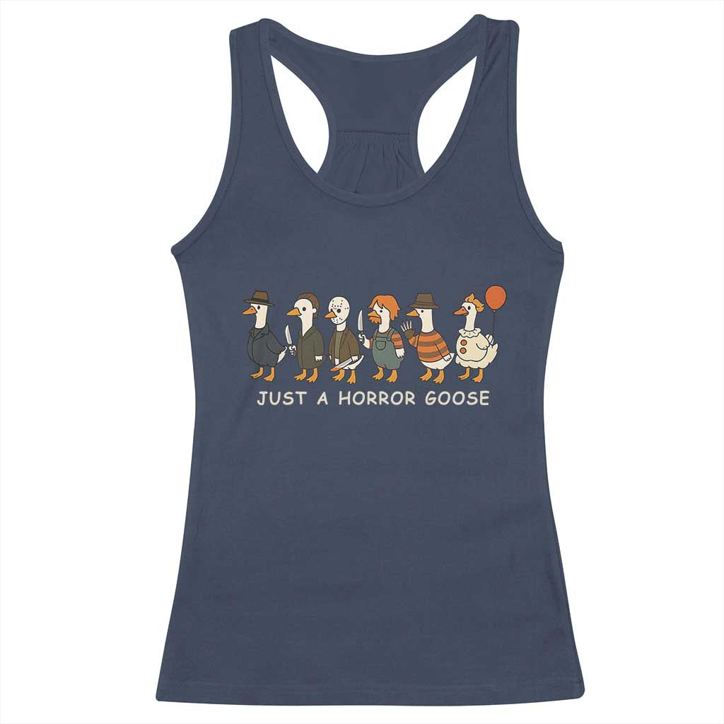 Halloween Funny Goose Costume Racerback Tank Top Funny Spooky Season Horror Movie TS10 Navy Print Your Wear