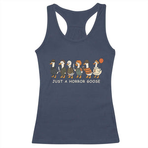 Halloween Funny Goose Costume Racerback Tank Top Funny Spooky Season Horror Movie TS10 Navy Print Your Wear