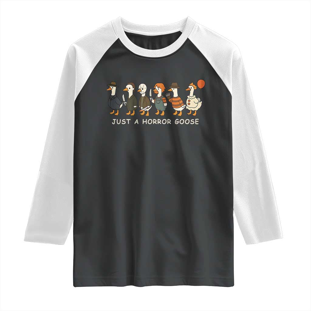Halloween Funny Goose Costume Raglan Shirt Funny Spooky Season Horror Movie TS10 Black White Print Your Wear