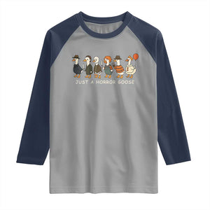 Halloween Funny Goose Costume Raglan Shirt Funny Spooky Season Horror Movie TS10 Sport Gray Navy Print Your Wear