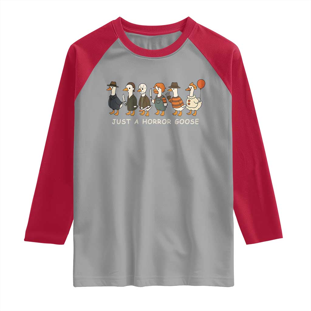 Halloween Funny Goose Costume Raglan Shirt Funny Spooky Season Horror Movie TS10 Sport Gray Red Print Your Wear