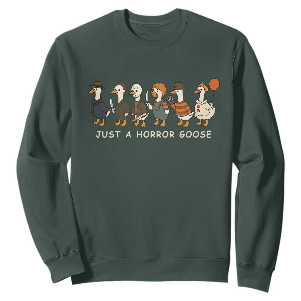 Halloween Funny Goose Costume Sweatshirt Funny Spooky Season Horror Movie TS10 Dark Forest Green Print Your Wear