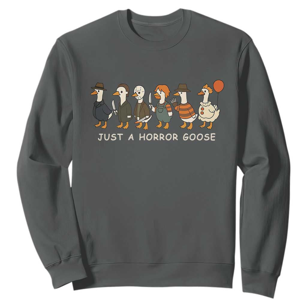 Halloween Funny Goose Costume Sweatshirt Funny Spooky Season Horror Movie TS10 Dark Heather Print Your Wear