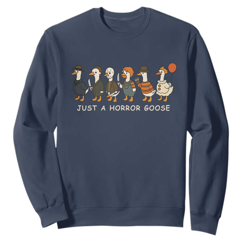 Halloween Funny Goose Costume Sweatshirt Funny Spooky Season Horror Movie TS10 Navy Print Your Wear
