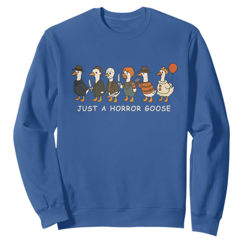 Halloween Funny Goose Costume Sweatshirt Funny Spooky Season Horror Movie TS10 Royal Blue Print Your Wear