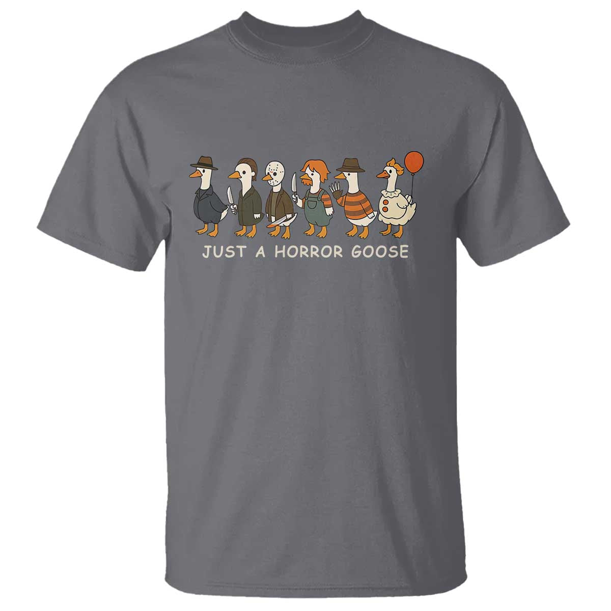 Halloween Funny Goose Costume T Shirt Funny Spooky Season Horror Movie TS10 Charcoal Print Your Wear
