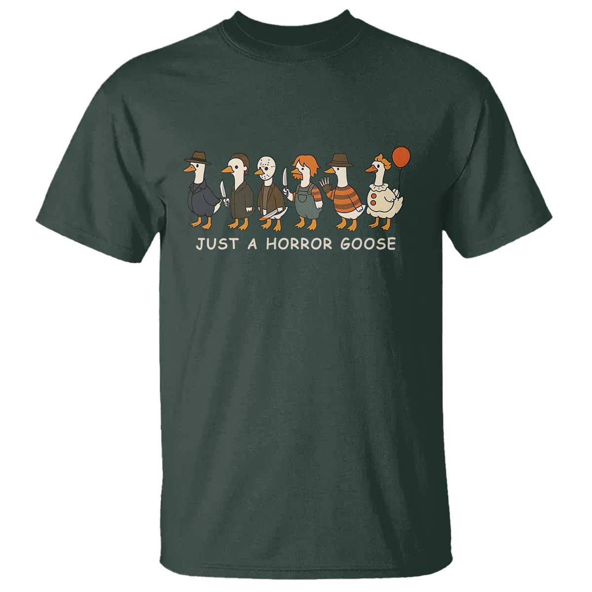Halloween Funny Goose Costume T Shirt Funny Spooky Season Horror Movie TS10 Dark Forest Green Print Your Wear