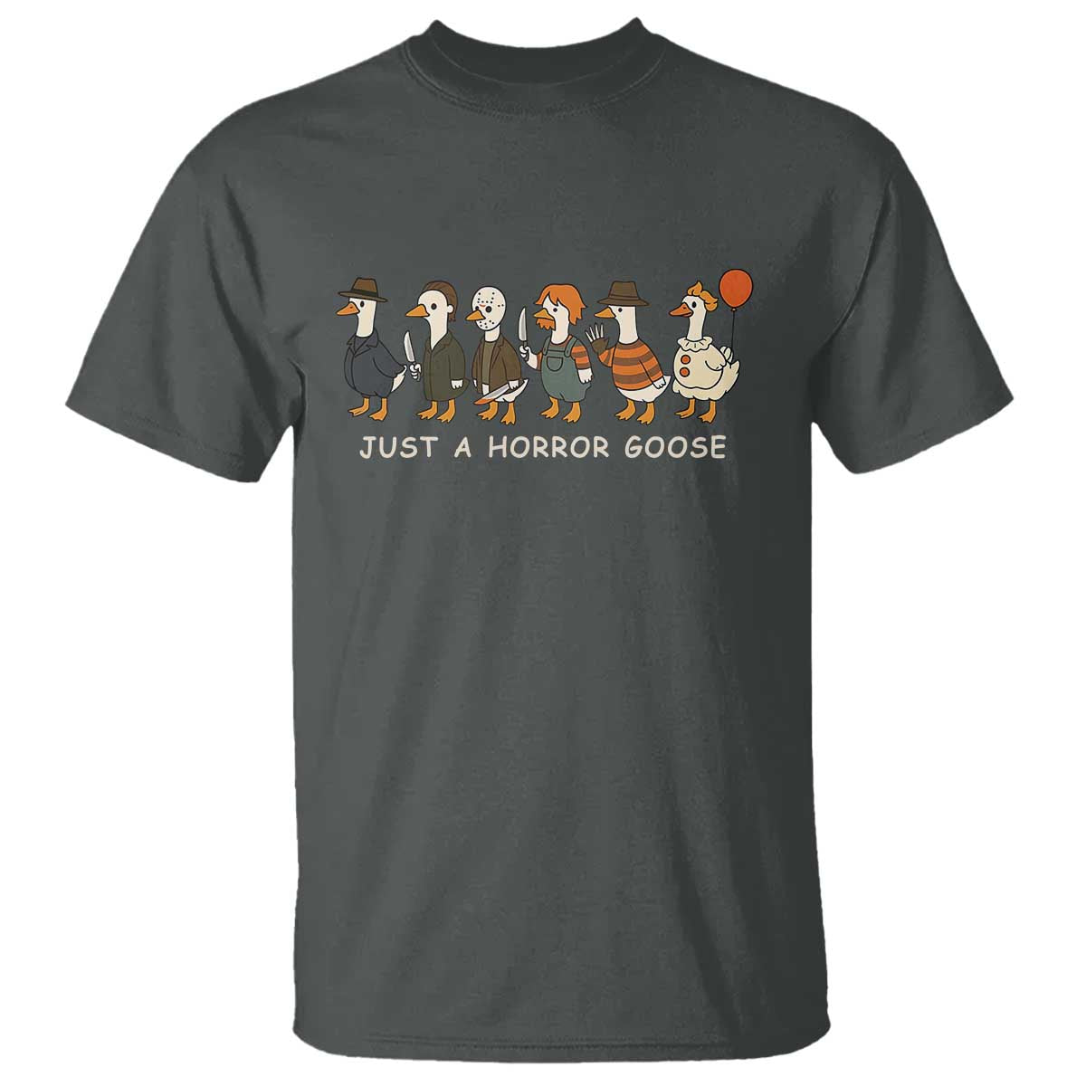 Halloween Funny Goose Costume T Shirt Funny Spooky Season Horror Movie TS10 Dark Heather Print Your Wear