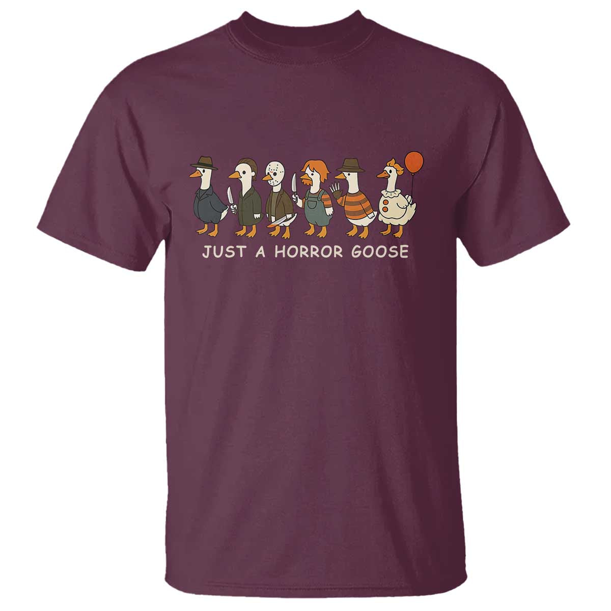 Halloween Funny Goose Costume T Shirt Funny Spooky Season Horror Movie TS10 Maroon Print Your Wear