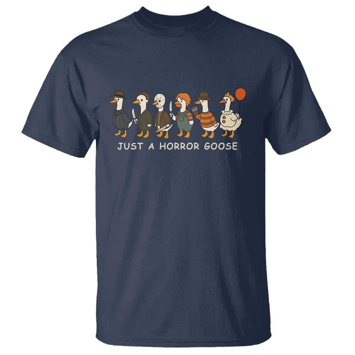 Halloween Funny Goose Costume T Shirt Funny Spooky Season Horror Movie TS10 Navy Print Your Wear