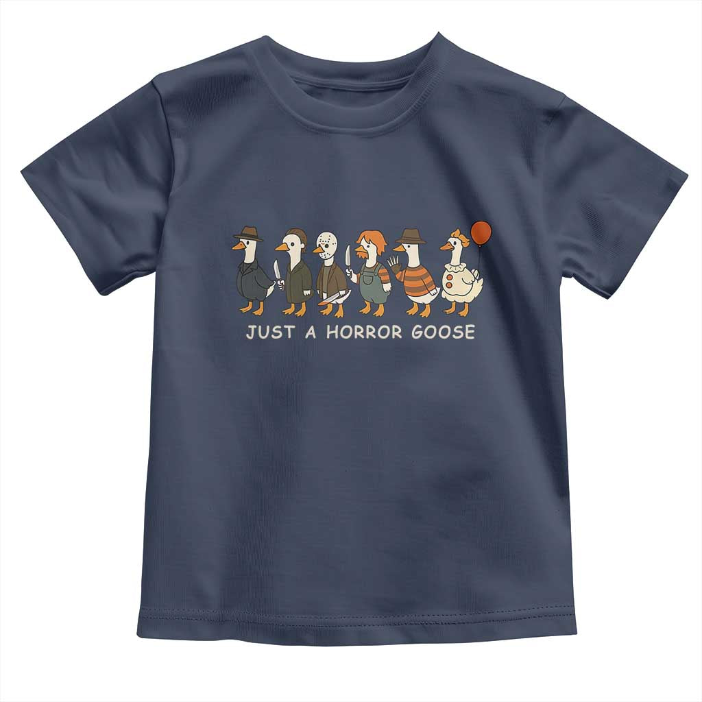 Halloween Funny Goose Costume Toddler T Shirt Funny Spooky Season Horror Movie TS10 Navy Print Your Wear