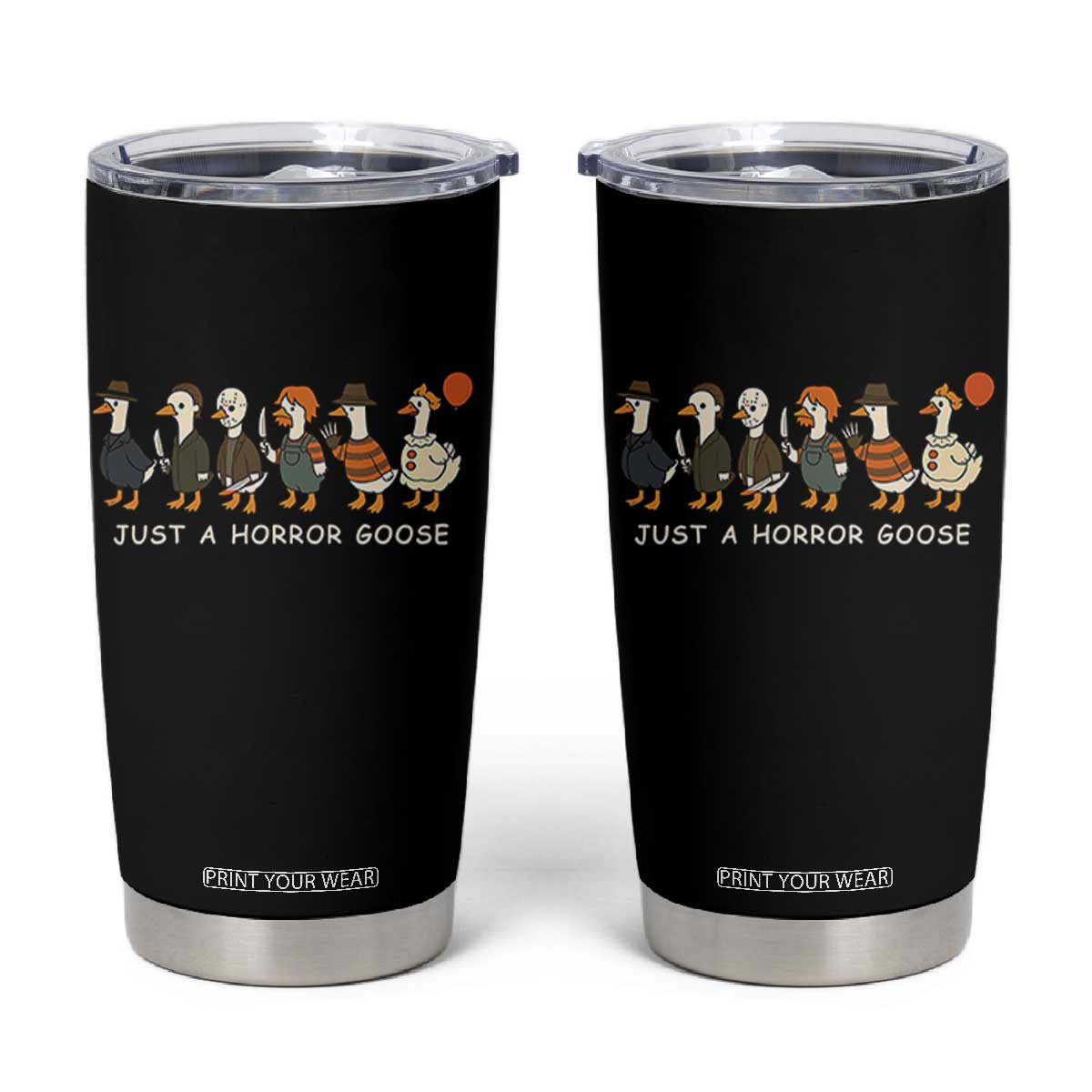 Halloween Funny Goose Costume Tumbler Cup Funny Spooky Season Horror Movie TS10 Black Print Your Wear