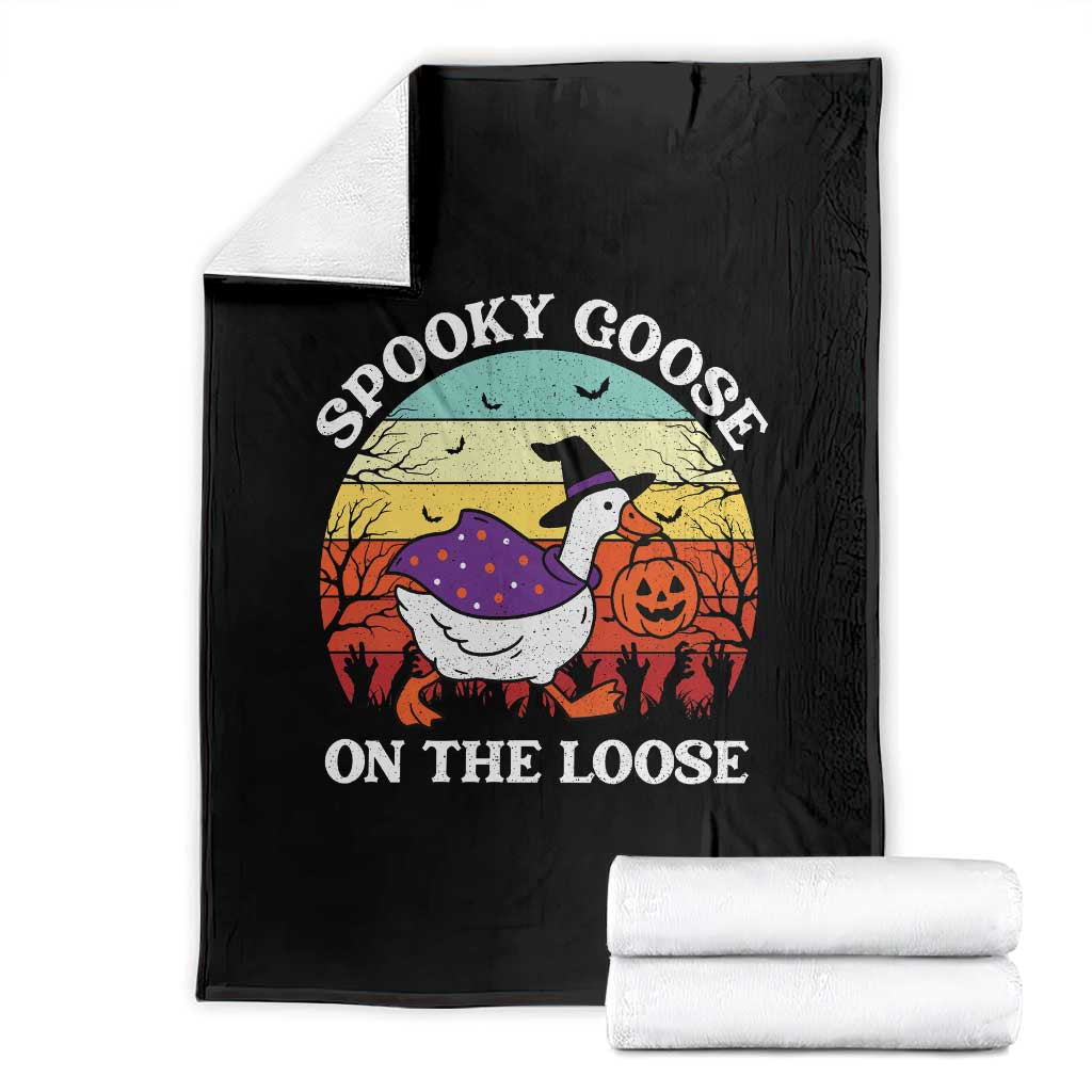 Witchy Silly Goose Throw Blanket Retro Girly Halloween Spooky Goose Lover TS10 Black Print Your Wear