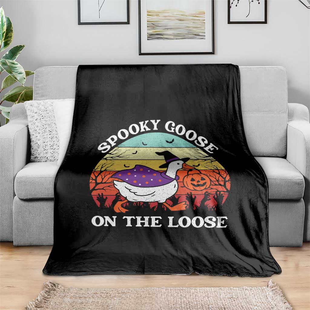Witchy Silly Goose Throw Blanket Retro Girly Halloween Spooky Goose Lover TS10 Print Your Wear