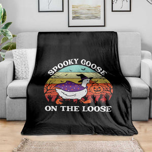 Witchy Silly Goose Throw Blanket Retro Girly Halloween Spooky Goose Lover - Print Your Wear