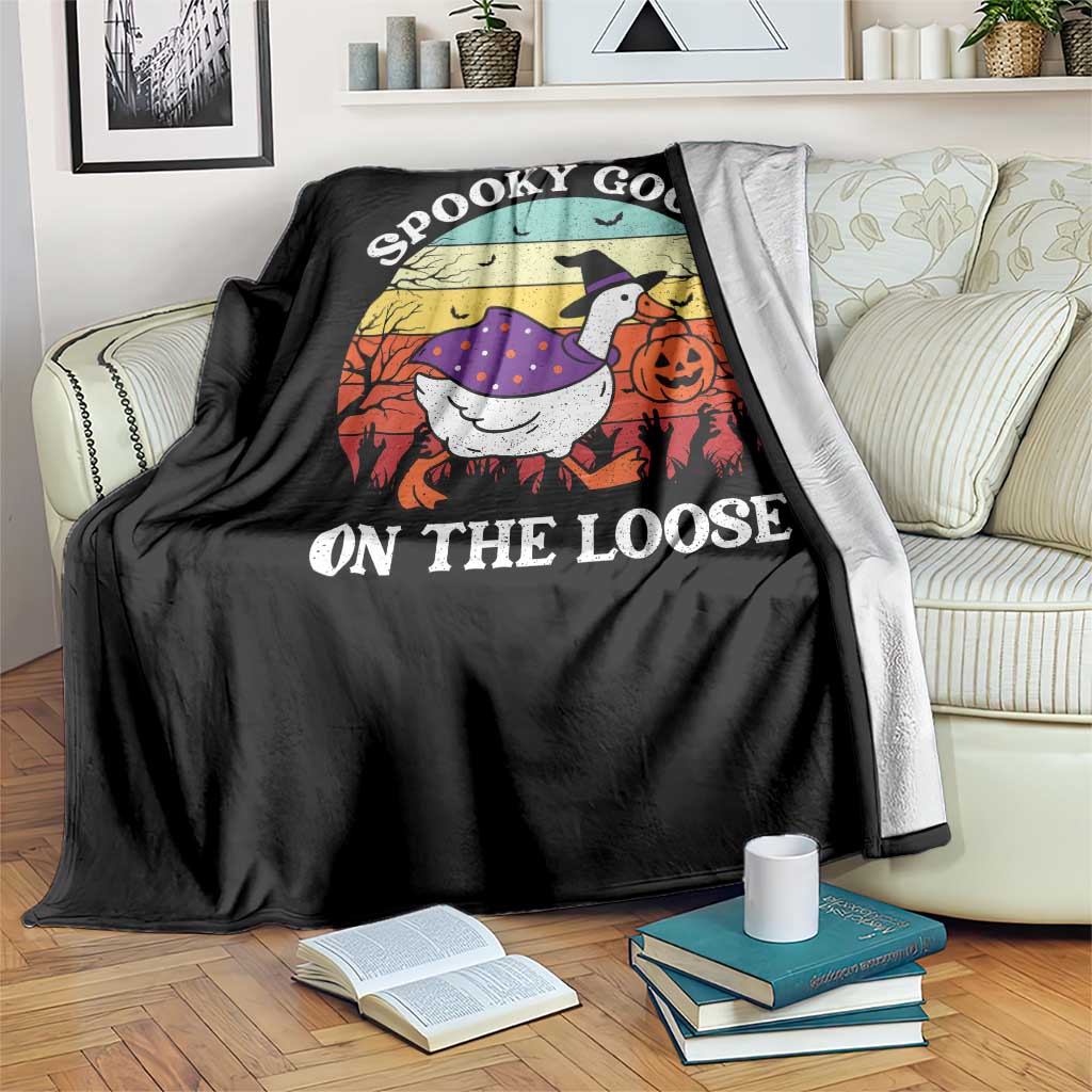 Witchy Silly Goose Throw Blanket Retro Girly Halloween Spooky Goose Lover TS10 Print Your Wear