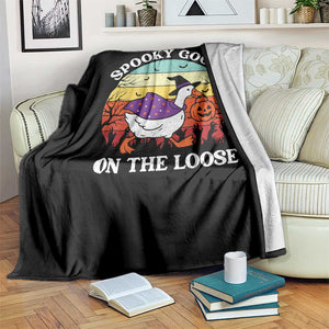 Witchy Silly Goose Throw Blanket Retro Girly Halloween Spooky Goose Lover - Print Your Wear