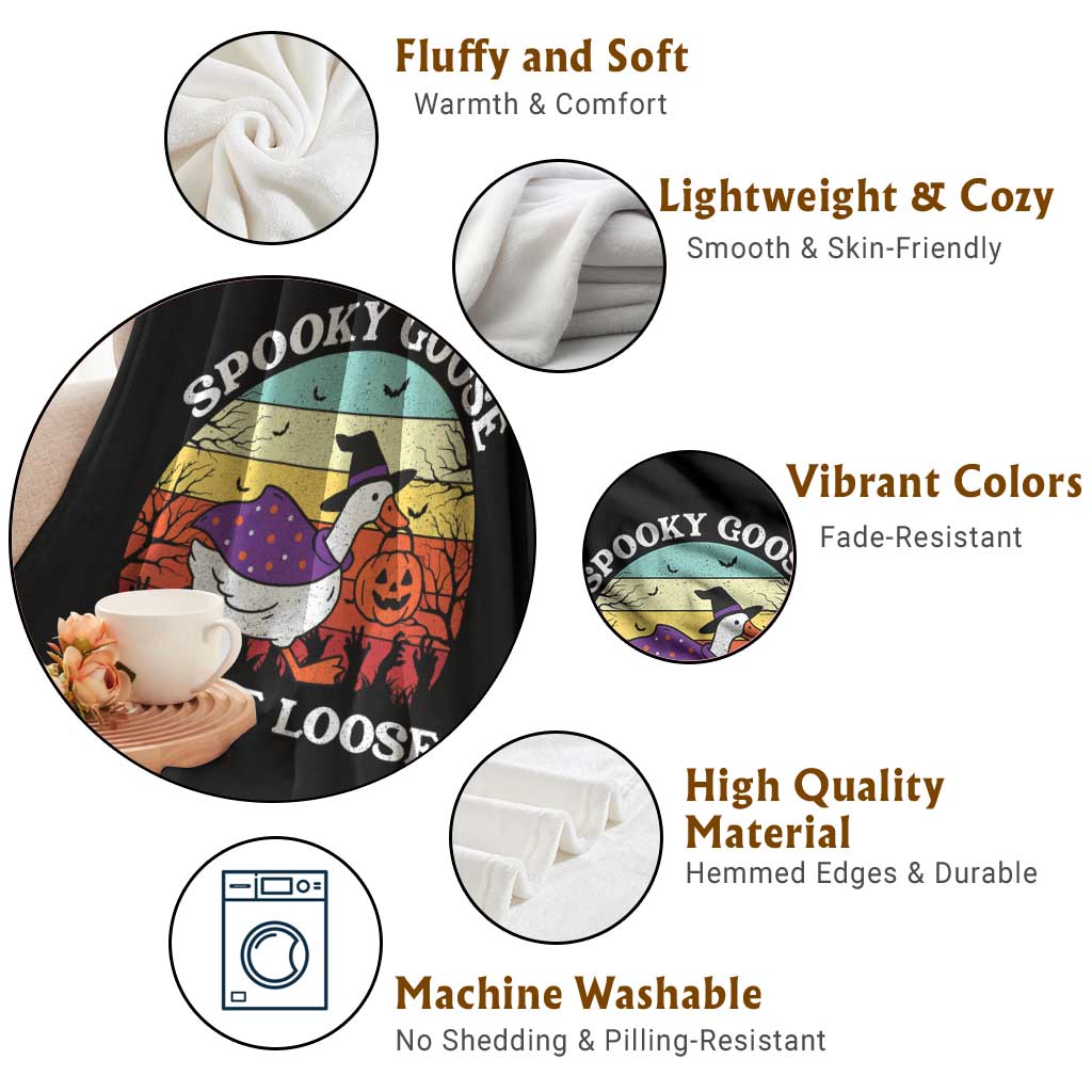 Witchy Silly Goose Throw Blanket Retro Girly Halloween Spooky Goose Lover TS10 Print Your Wear