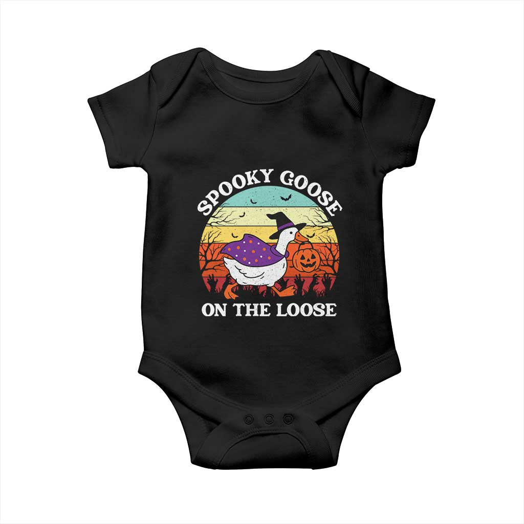 Witchy Silly Goose Baby Onesie Retro Girly Halloween Spooky Goose Lover TS10 Black Print Your Wear