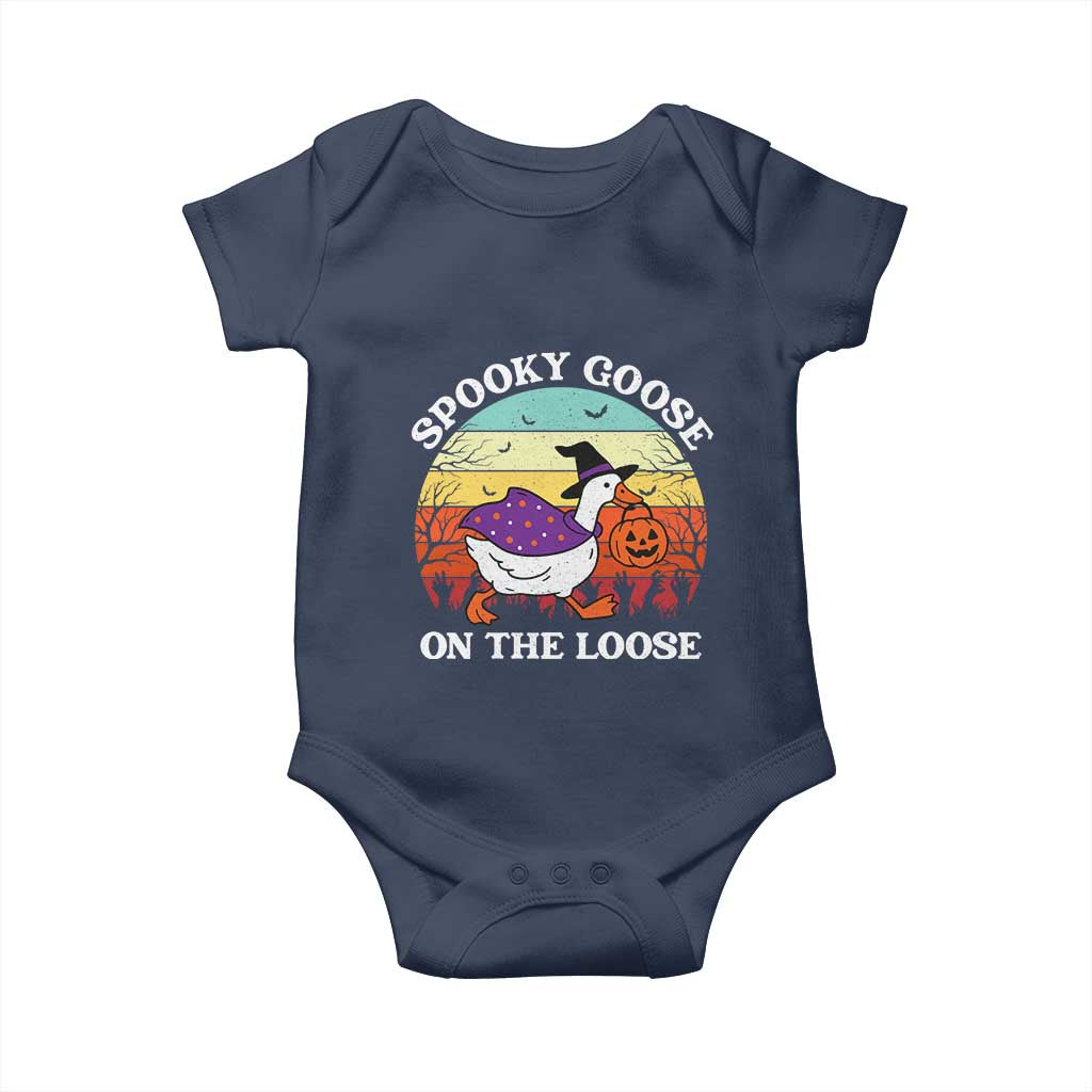 Witchy Silly Goose Baby Onesie Retro Girly Halloween Spooky Goose Lover TS10 Navy Print Your Wear
