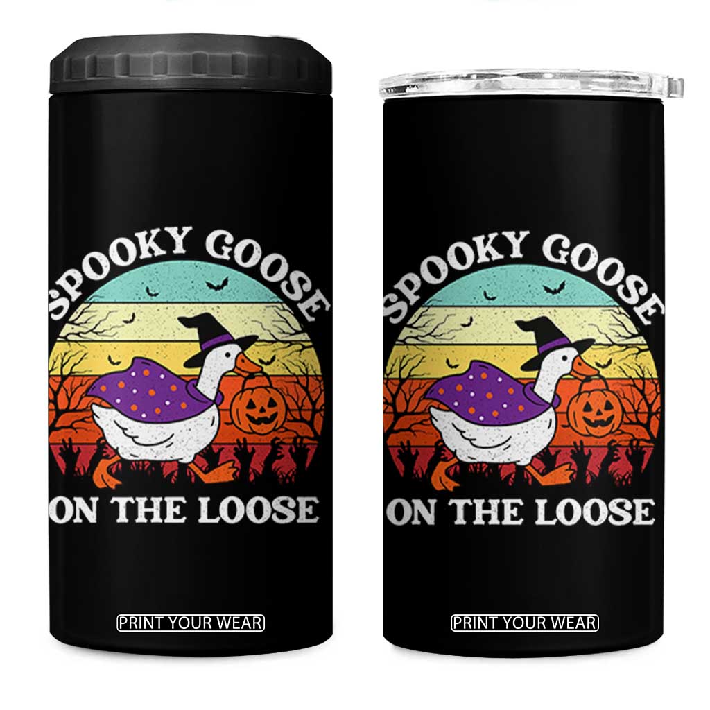 Witchy Silly Goose 4 in 1 Can Cooler Tumbler Retro Girly Halloween Spooky Goose Lover TS10 One Size: 16 oz Black Print Your Wear