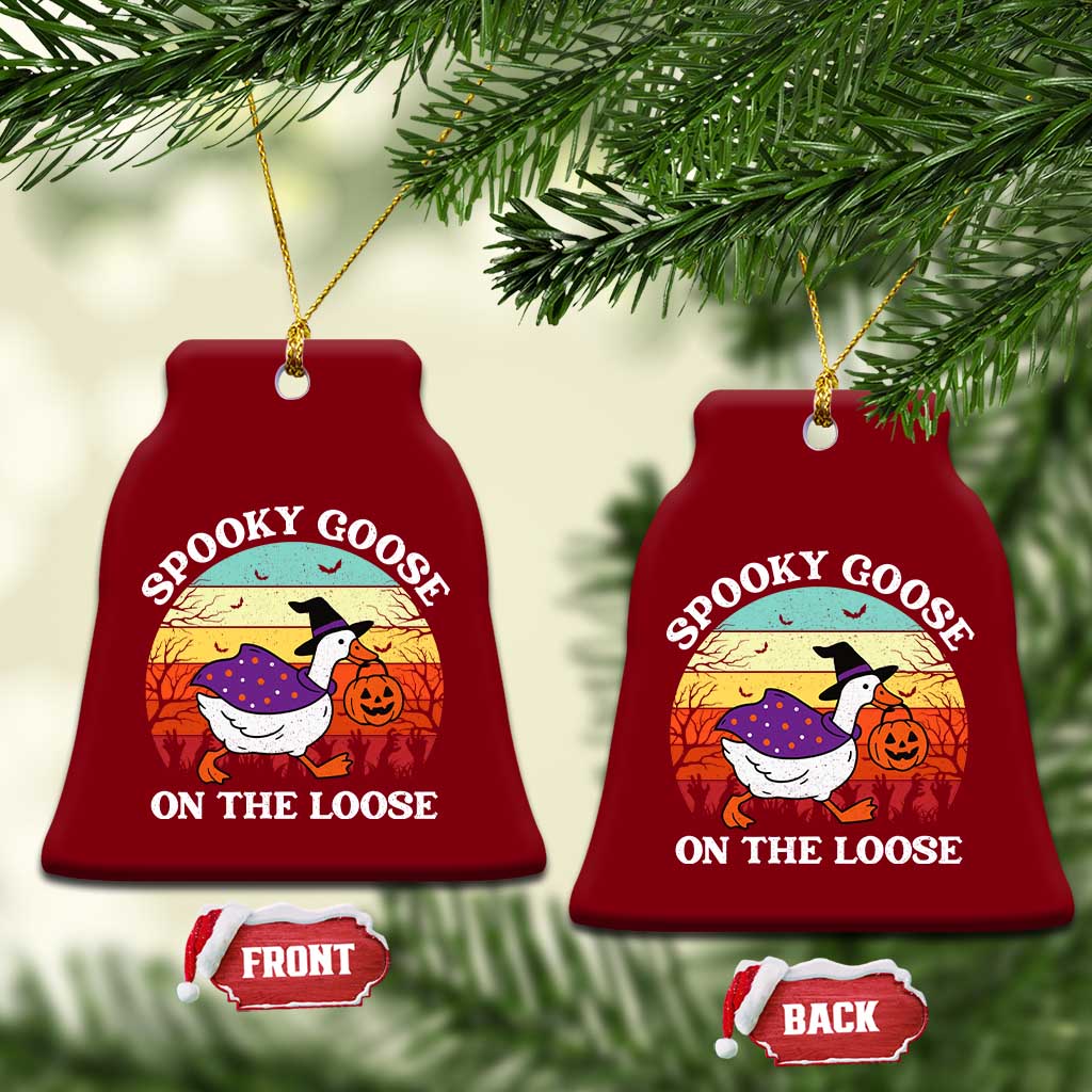 Witchy Silly Goose Ceramic Ornament Retro Girly Halloween Spooky Goose Lover TS10 Print Your Wear